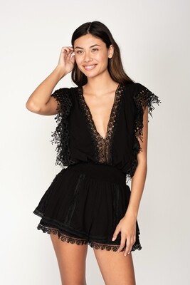 Embroidered Lace Romper