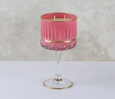 Pink Vintage Goblet Glass Candle