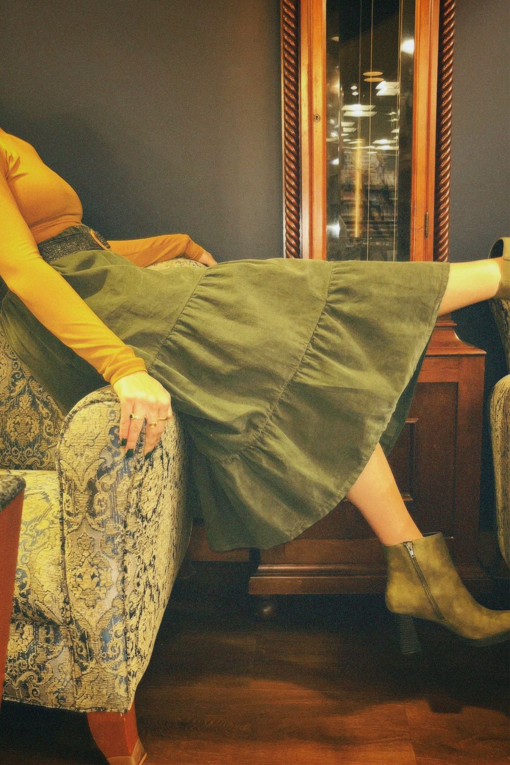 Olive Pleat Skirt