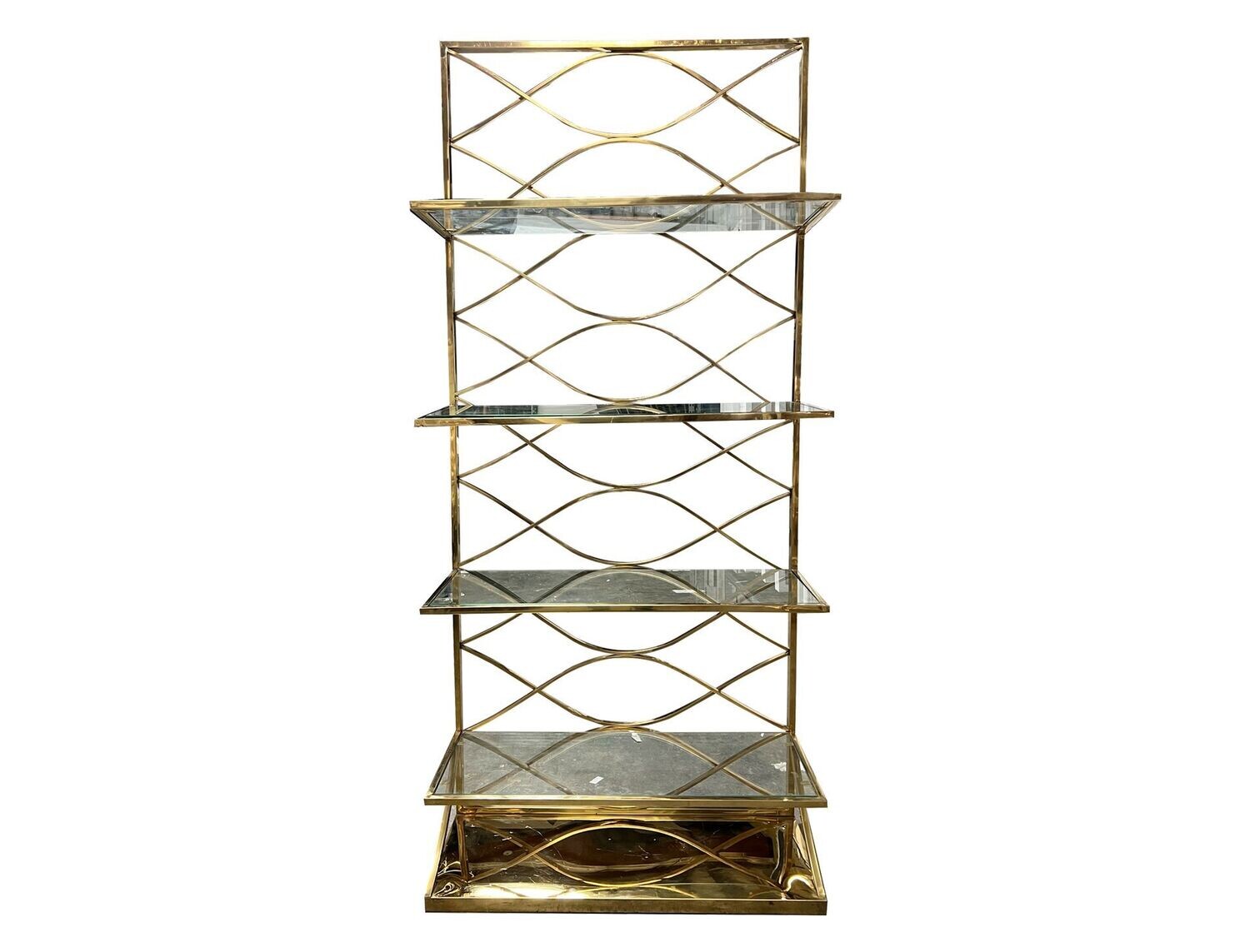 Tall Gold Glass Shelf Barback