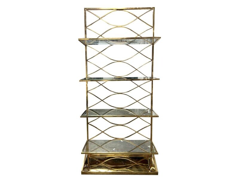 Tall Gold Glass Shelf Barback