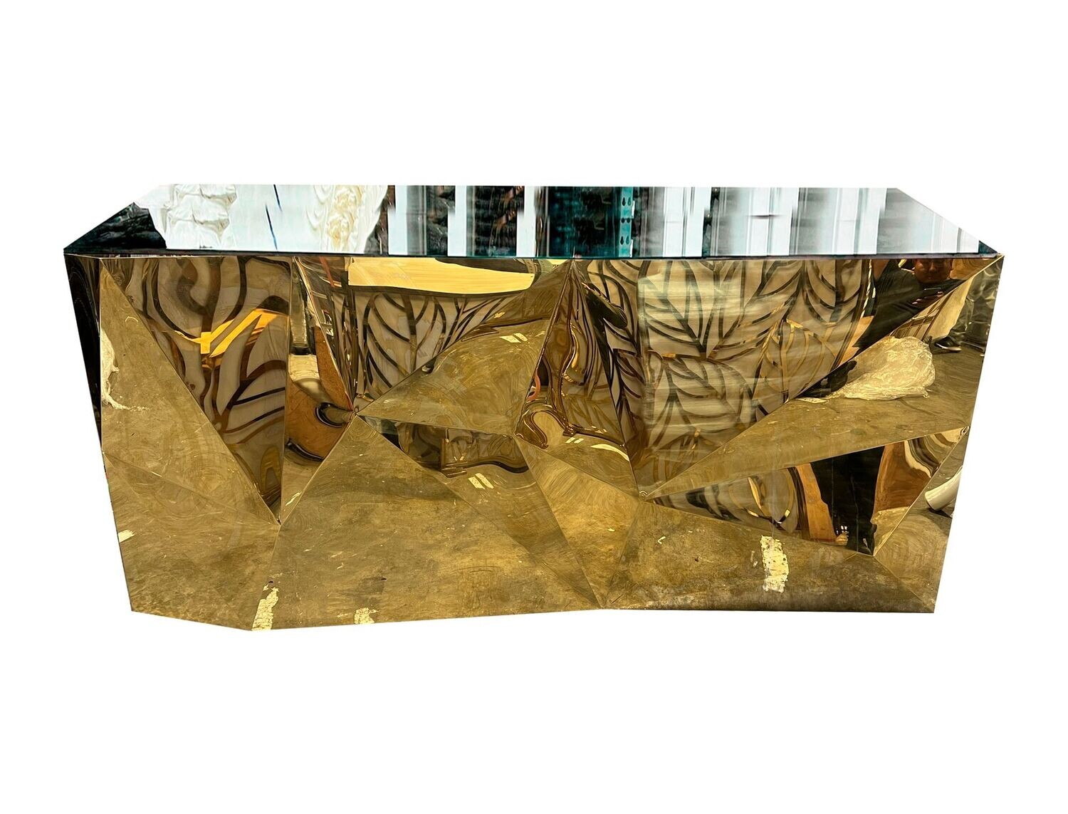 8ft Gold Geometric Bar w/Mirror Top