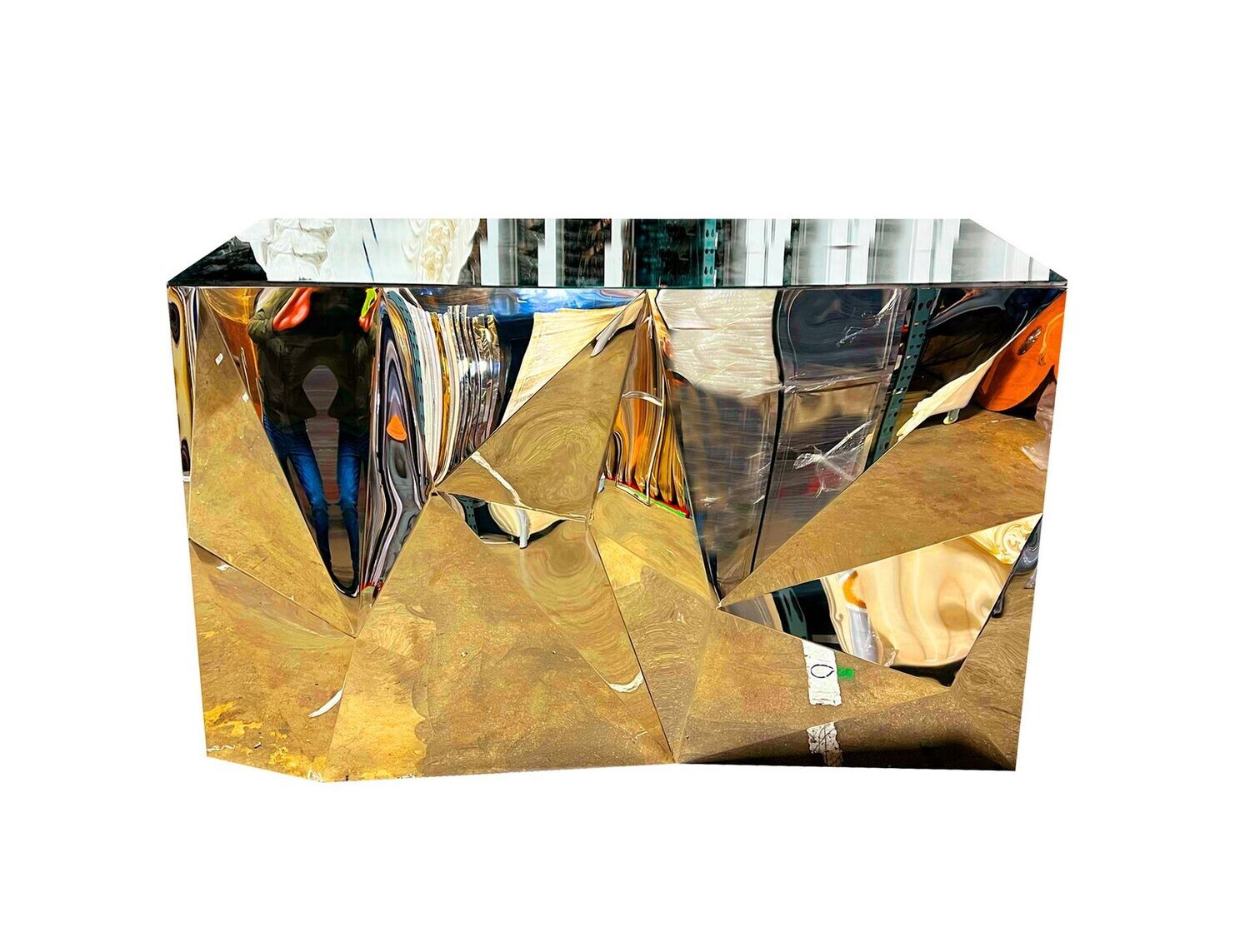 6ft Gold Geometric Bar w/Mirror Top