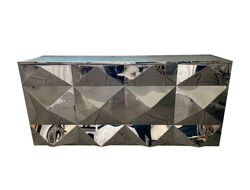 8ft Silver Diamond Bar w/Mirror Top