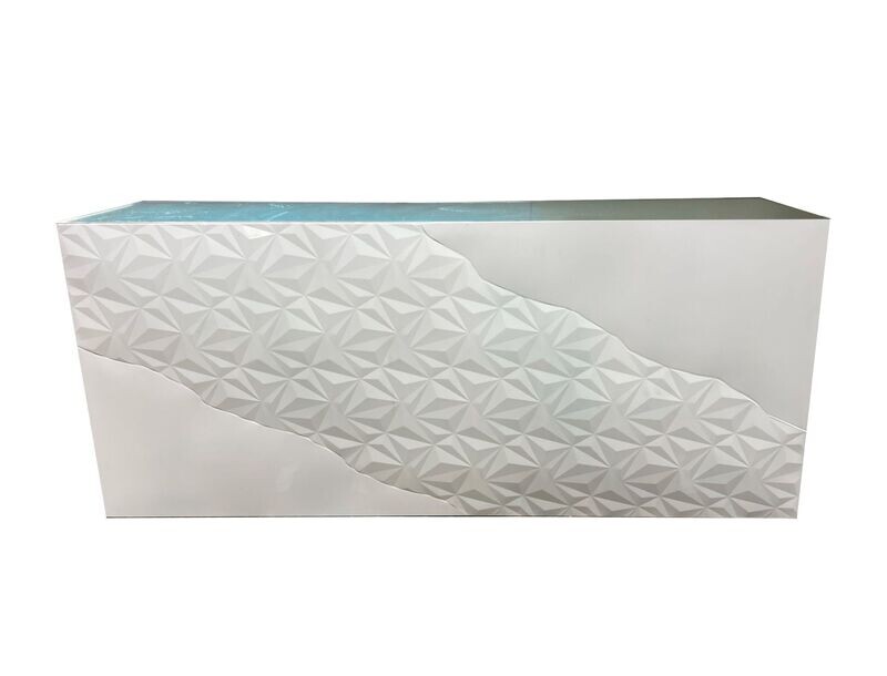 8ft White Galaxy Bar w/Glass Top