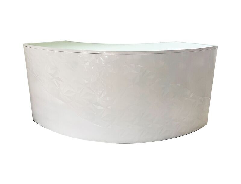 8ft White Galaxy Serpentine w/Glass Top Bar