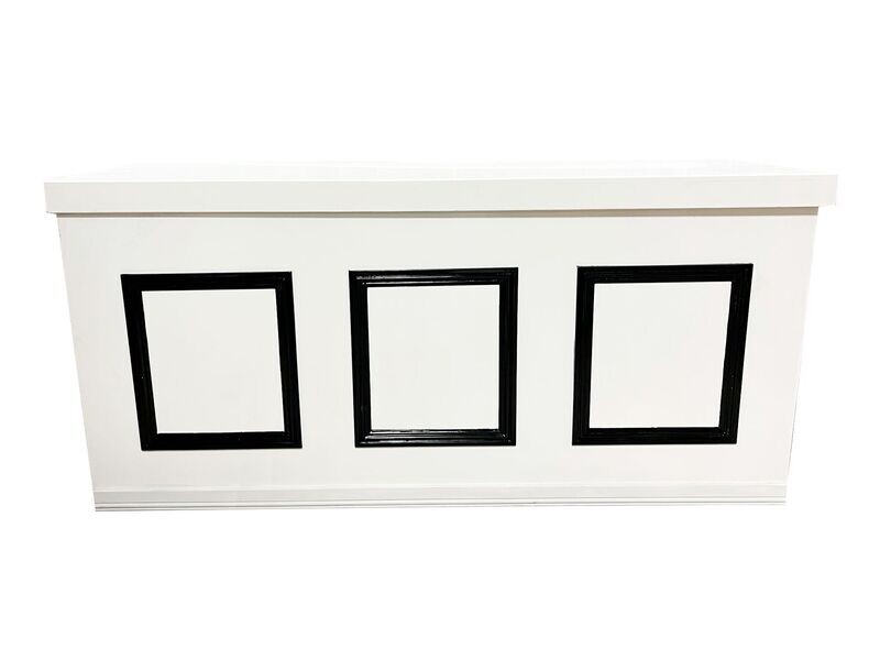 6ft White Lacquer w/ Black Frame Bar