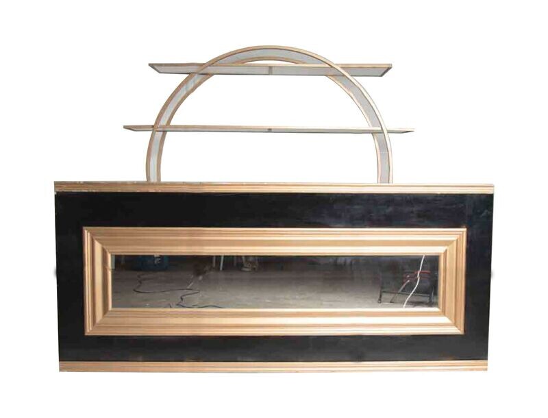 8ft Black Lacquer w/ Gold Molding Mirror Bar