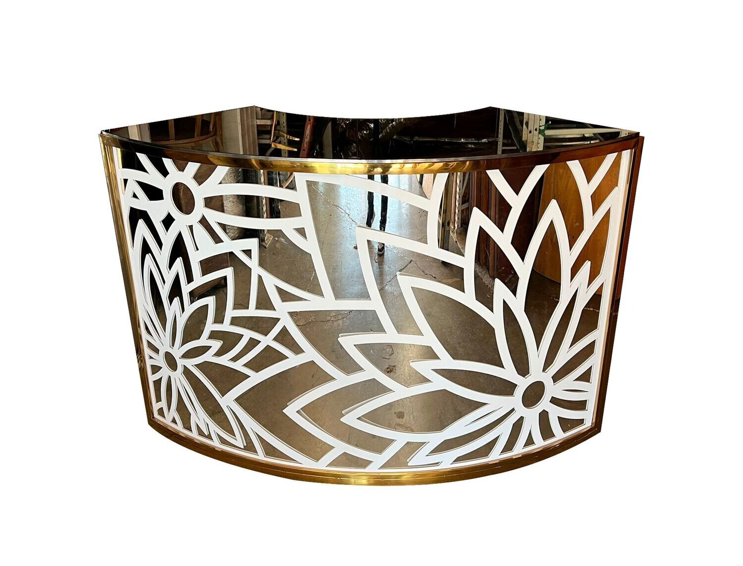 6ft Gold Frame Serpentine Daisy Design Bar