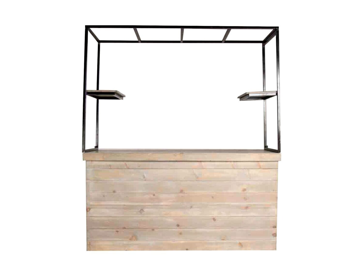 6ft White Wash Buffet Bar (w/ Top Rack)