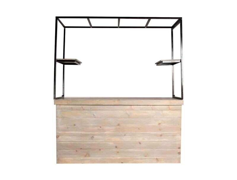 6ft White Wash Buffet Bar (w/ Top Rack)