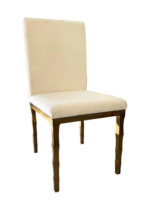 Gold Capri Dining Chair w/ Ivory Cushion