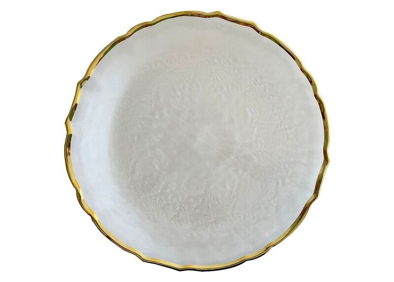 Gold Rim Scallop Glass Charger