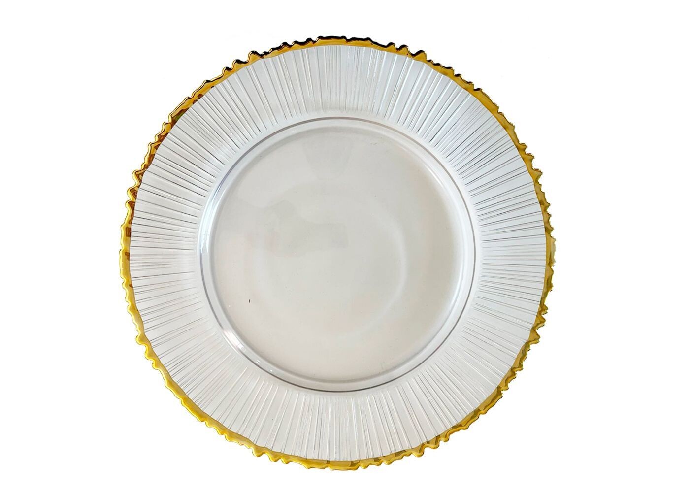 Princess Cut Gold Rim Glass Charger