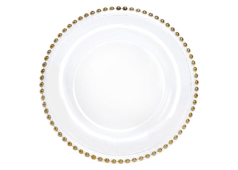 Gold Beaded Glass Charger