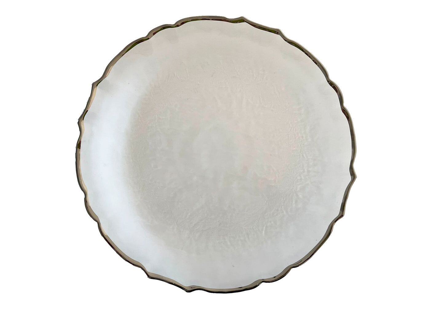 Silver Rim Scallop Glass Charger