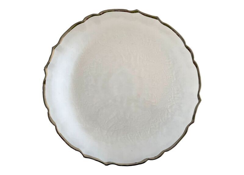 Silver Rim Scallop Glass Charger
