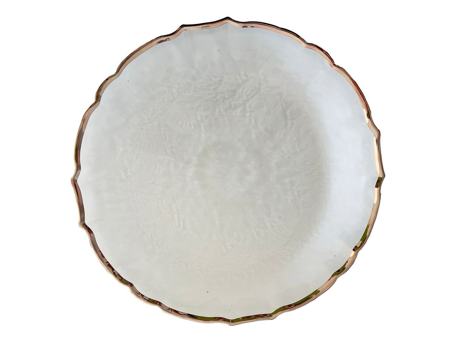 Rose Gold Rim Scallop Glass Charger