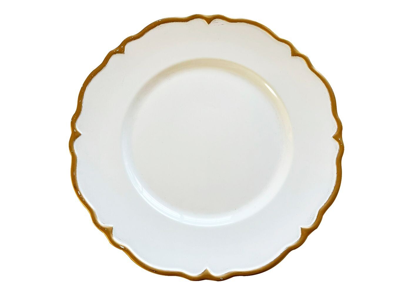 White Scallop and Gold Rim Acrylic Charger