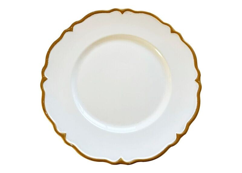 White Scallop and Gold Rim Acrylic Charger