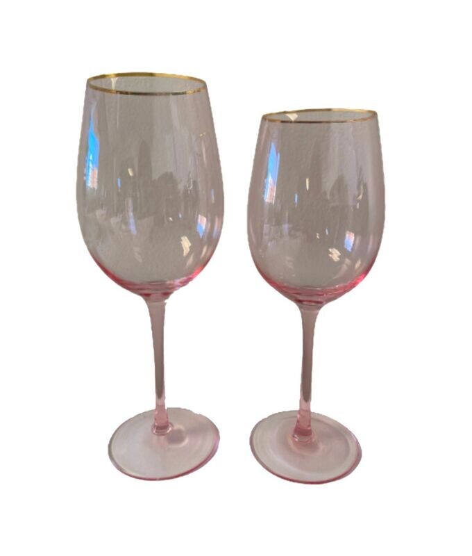 Gold Rim Wine Glass - Pink