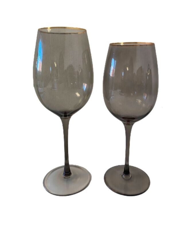 Gold Rim Wine Glass - Smokey