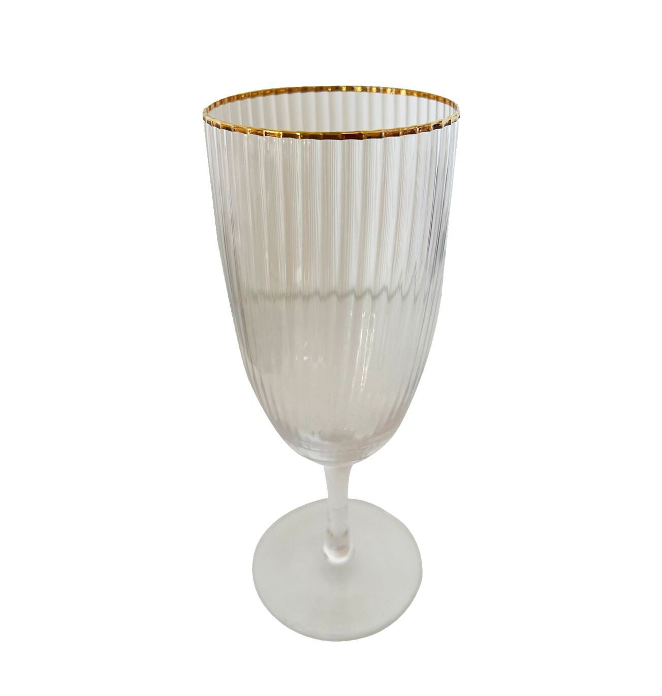 Princess Cut Gold Water Goblet Glass
