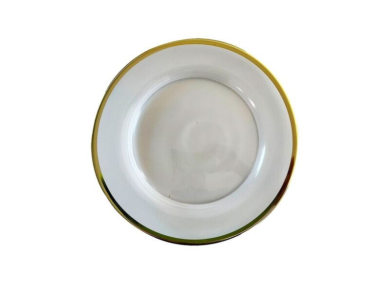 Clear Glass Gold Rim Dinner Plate
