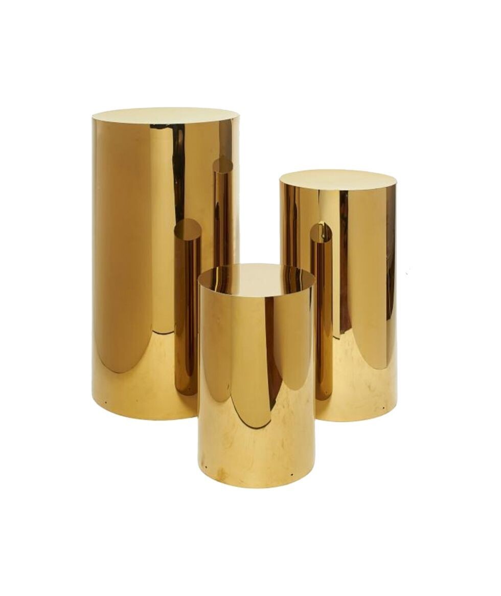 3 Piece Cylinder Gold Stand