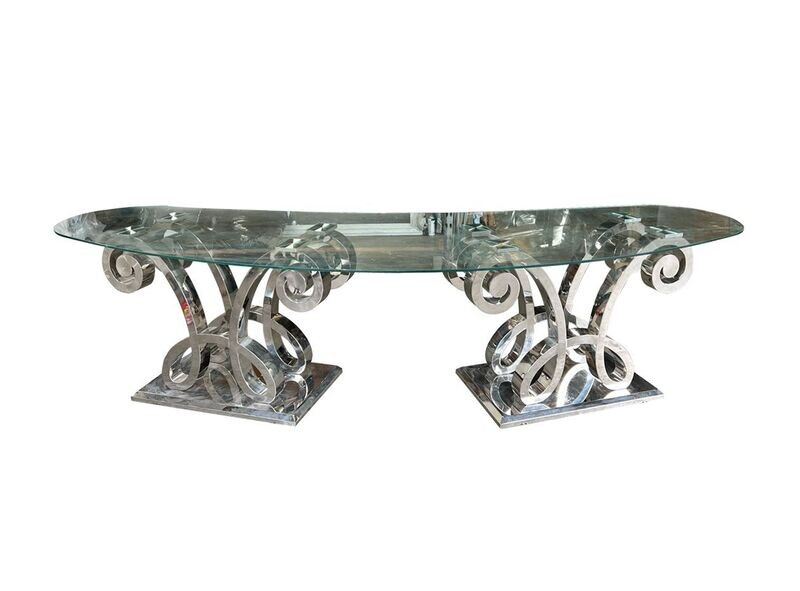 10ft Silver Butterfly legs With Glass Top