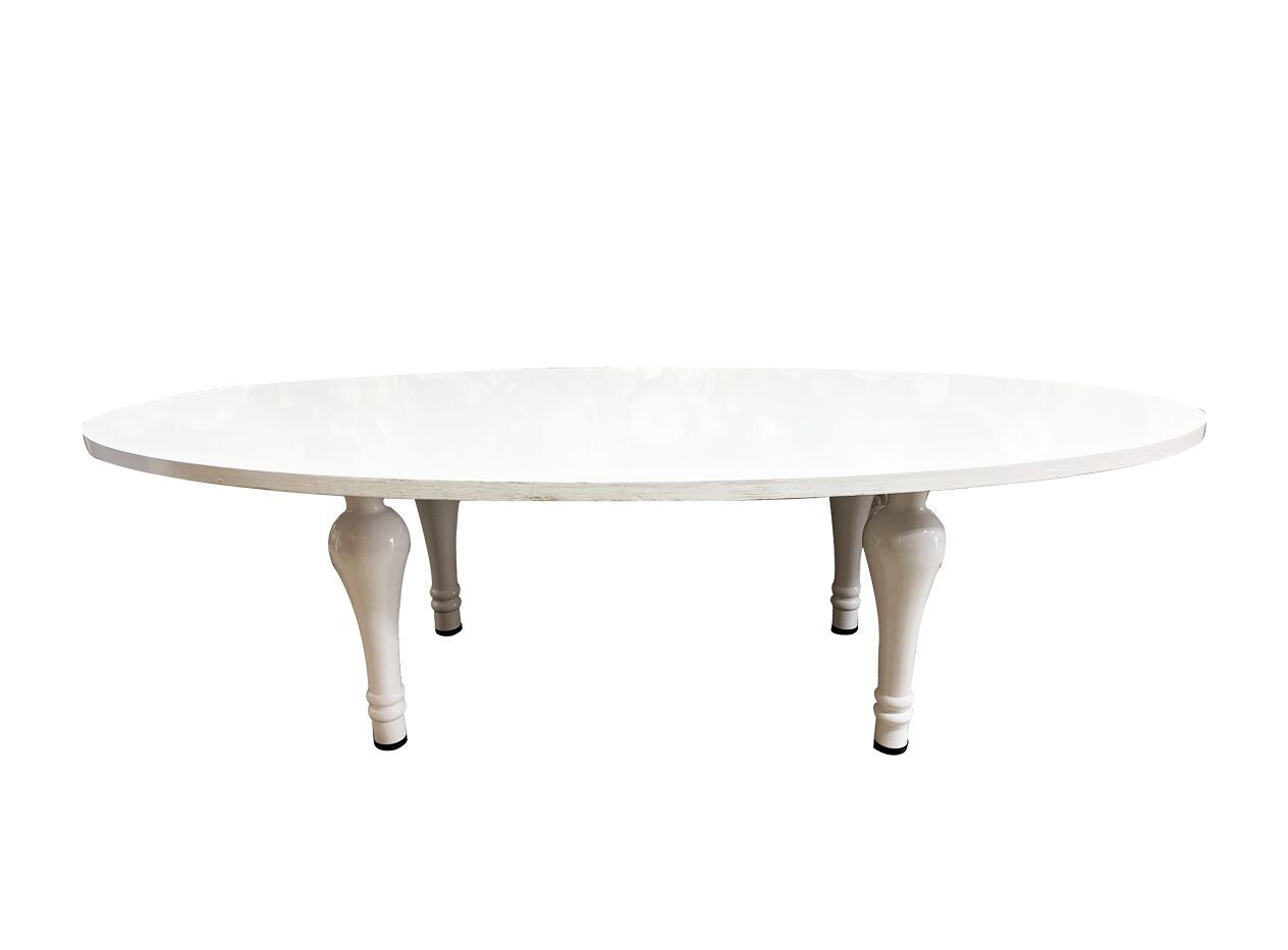 White Oval Lacquer Table
