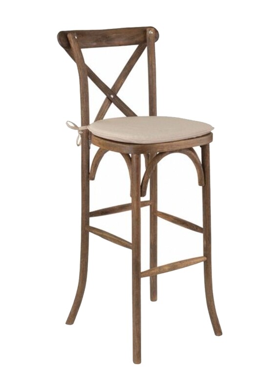 Natural Wood Crossback Barstool