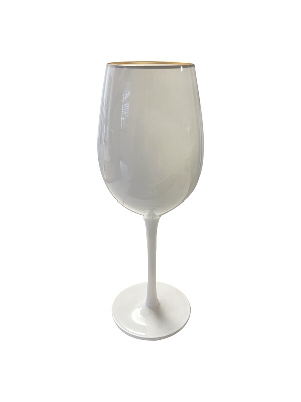White Gold Rim Wine Glass