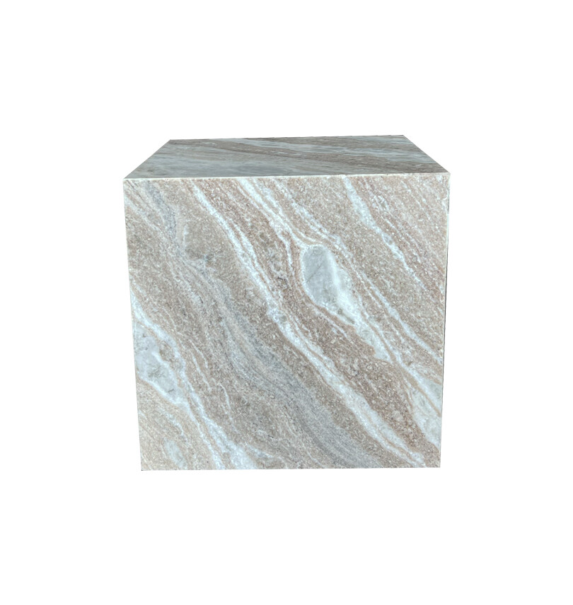 Natural Taupe Marble Side Table