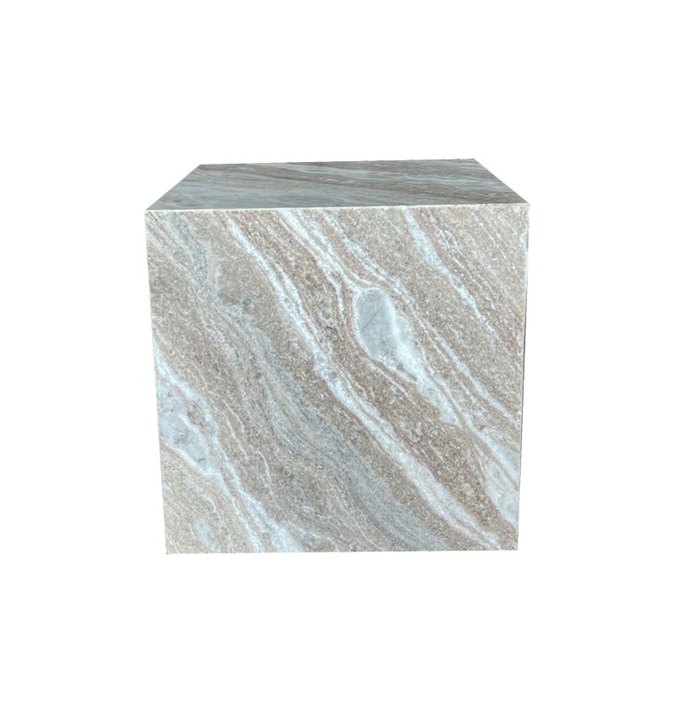 Natural Taupe Marble Side Table