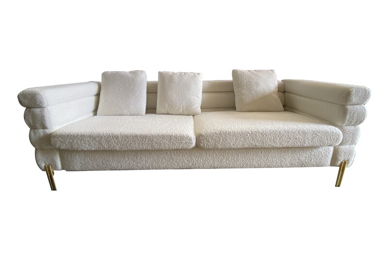 8ft Off-White Bouclé  Sofa