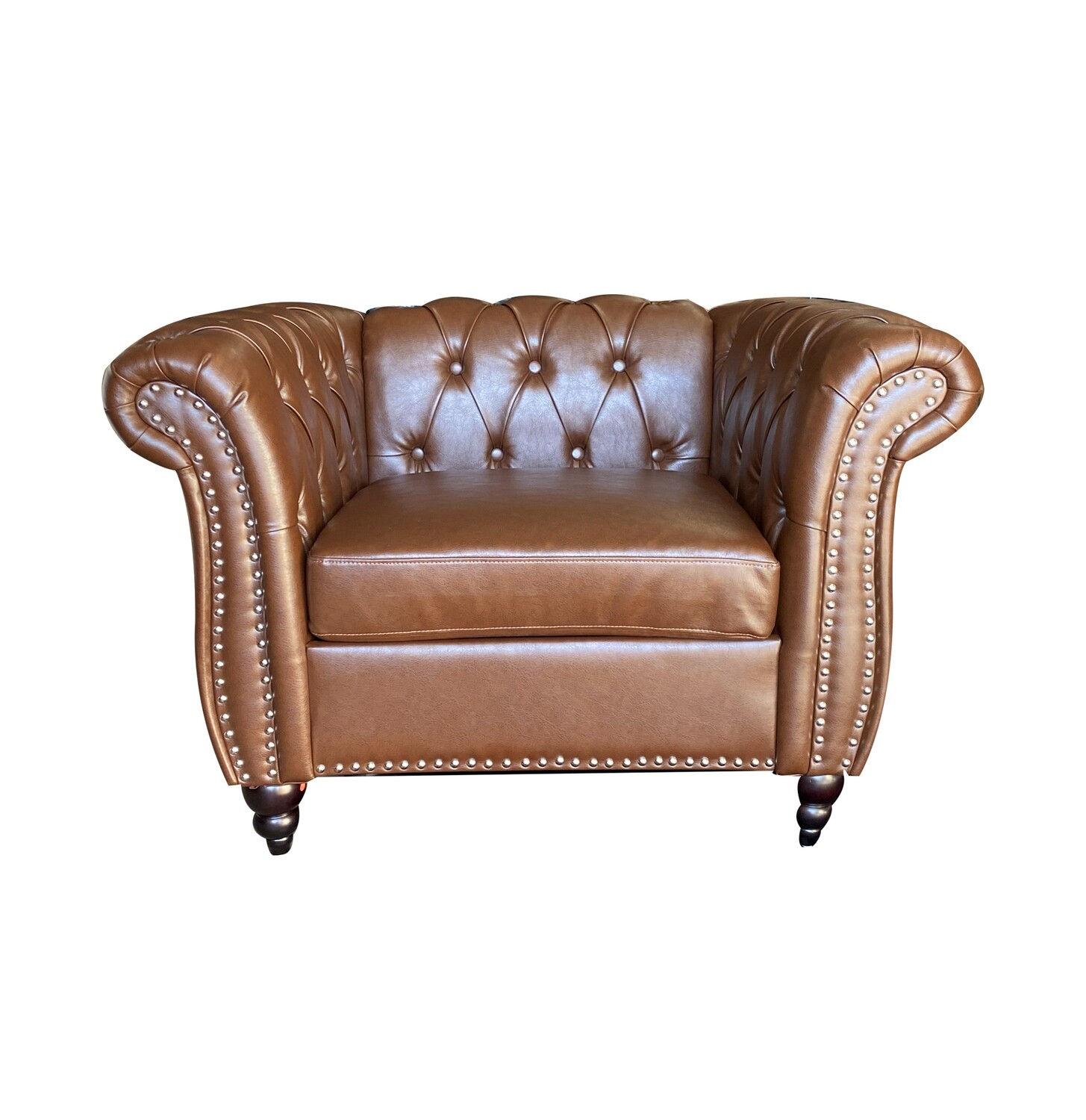 Brown Tufted Leather Armchair