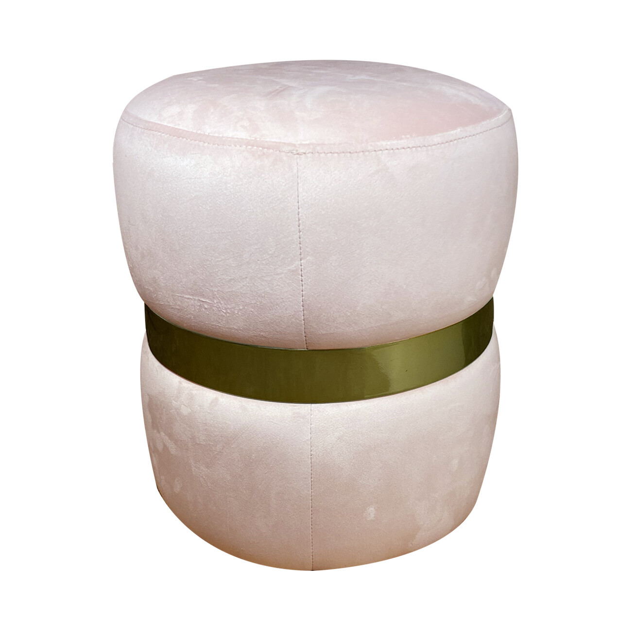 Blush Ottoman w/Gold Middle Rim