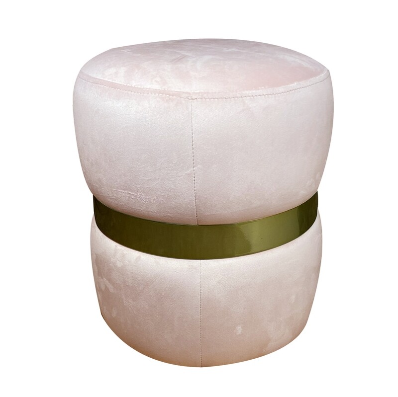 Blush Ottoman w/Gold Middle Rim