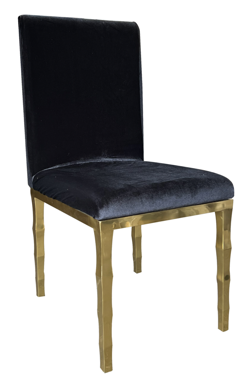 Gold Capri Dining Chair w/ Black Cushion