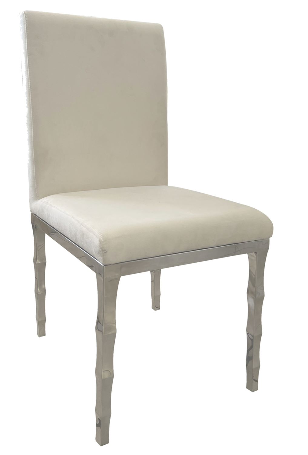 Silver Capri Dining Chair w/ Ivory Cushion