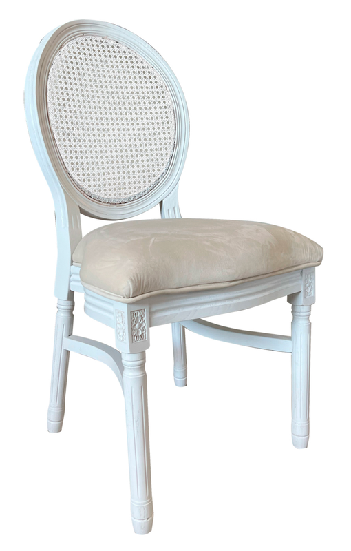 White Rattan Back Louie Chair