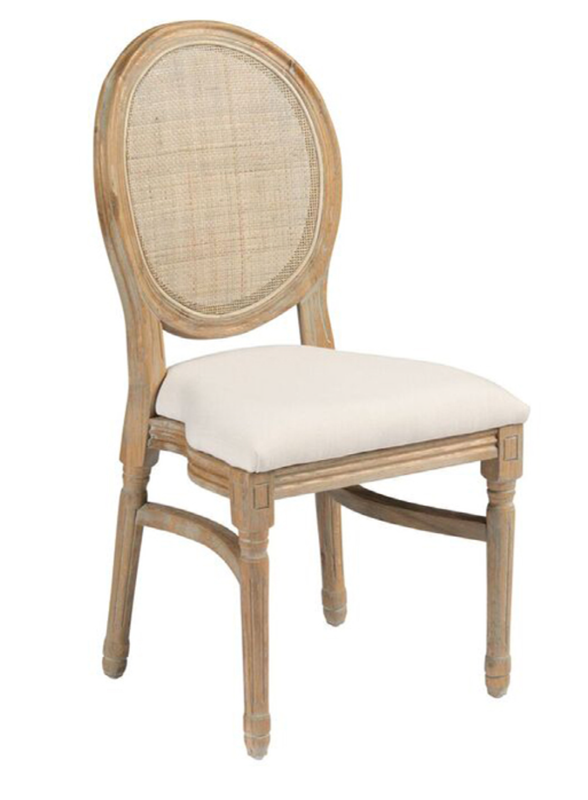 White Wash Round Rattan Louie Chair