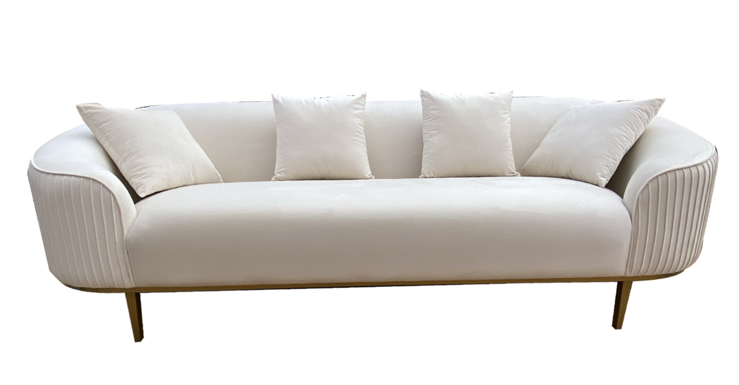 Ivory Pleated Sofa
