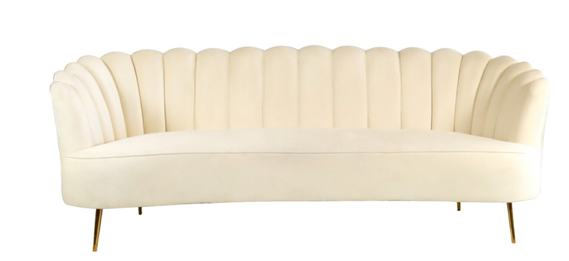 8ft Ivory Shell Sofa