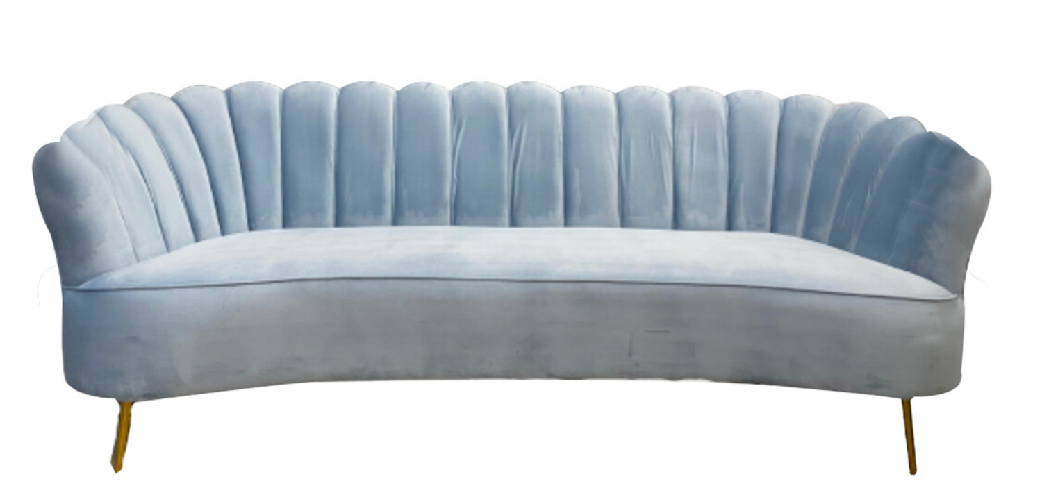 8ft Blue Shell Sofa