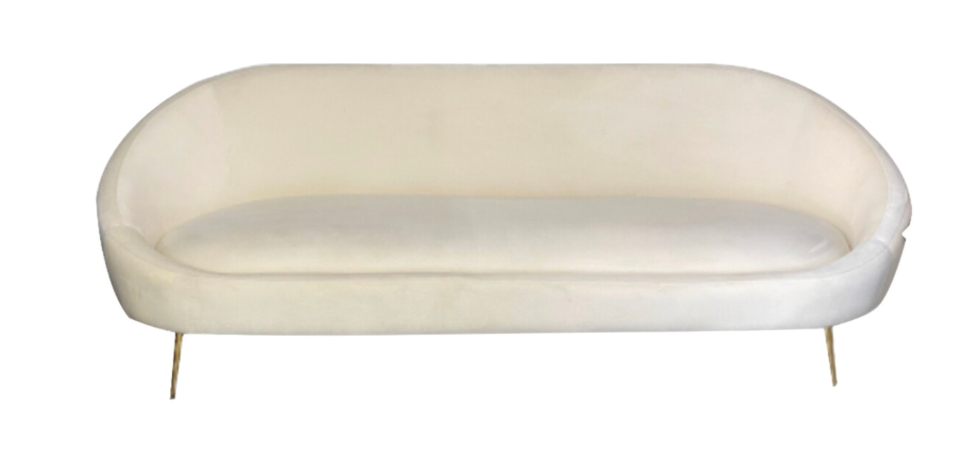 8ft Ivory Retro Sofa