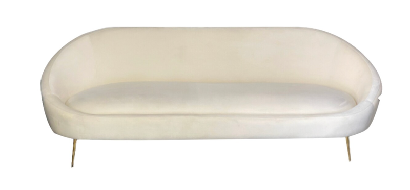 8ft Ivory Retro Sofa