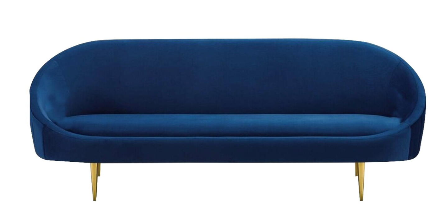 8ft Navy Retro Sofa