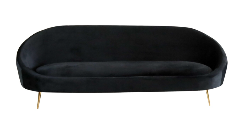 8ft Black Retro Sofa